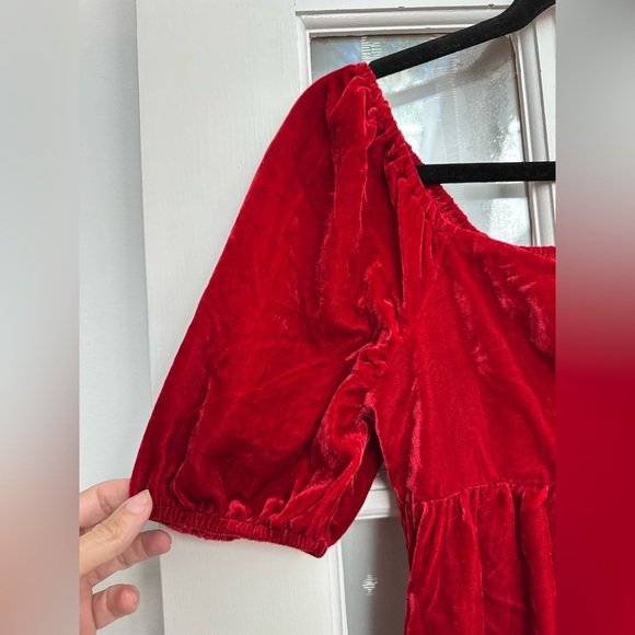 ModCloth Ruby Red Velvet Special Occasions Holiday Party Babydoll Dress Size XS - Picture 3 of 11